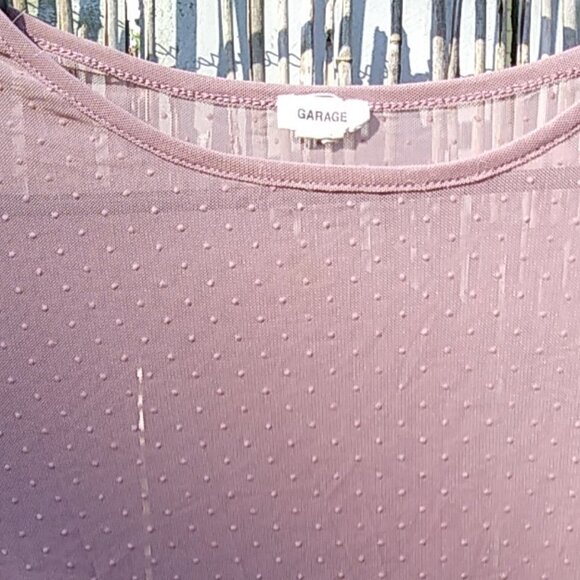 Garage Sexy Sheer See Through Short Sleeve Top Blouse Taupe/Nude - Petite Small - Picture 3 of 15